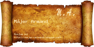 Májer Armand névjegykártya
